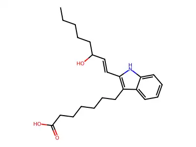 7-[2-(3-hydroxyoct-1-enyl)-1H-indol-3-yl]heptanoic acid structure