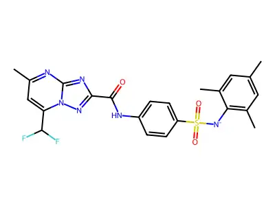 (4-{[7-(Difluoromethyl)-5-methyl[1,2,4]triazolo[1,5-a]pyrimidine-2-carbonyl]amino}benzene-1-sulfonyl)(2,4,6-trimethylphenyl)azanide structure