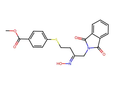 Methyl 4-[4-(1,3-dioxoisoindol-2-yl)-3-hydroxyiminobutyl]sulfanylbenzoate structure