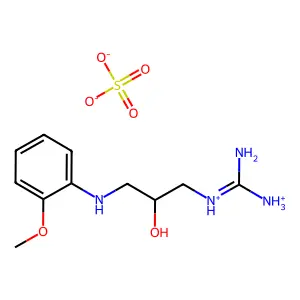 Guanidine, 1-(2-hydroxy-3-(o-methoxyanilino)propyl)-, hemisulfate, dl- structure