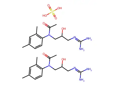 Acetanilide, 2',4'-dimethyl-N-(3-guanidino-2-hydroxypropyl)-, hemisulfate, dl- structure