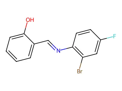 2-{(E)-[(2-bromo-4-fluorophenyl)imino]methyl}phenol structure