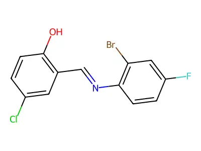 2-{(E)-[(2-bromo-4-fluorophenyl)imino]methyl}-4-chlorophenol structure