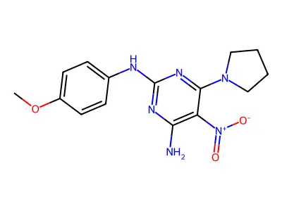 2-N-(4-methoxyphenyl)-5-nitro-6-pyrrolidin-1-ylpyrimidine-2,4-diamine structure