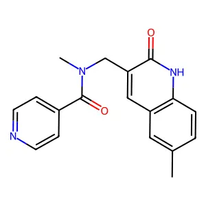 N-methyl-N-[(6-methyl-2-oxo-1H-quinolin-3-yl)methyl]pyridine-4-carboxamide structure