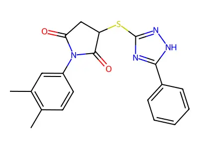 1-(3,4-dimethylphenyl)-3-[(5-phenyl-4H-1,2,4-triazol-3-yl)sulfanyl]pyrrolidine-2,5-dione structure
