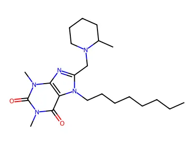 1,3-Dimethyl-8-[(2-methylpiperidin-1-yl)methyl]-7-octylpurine-2,6-dione structure