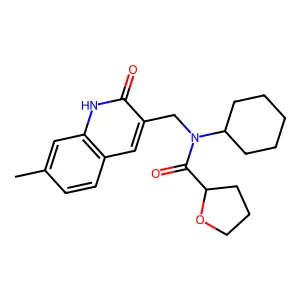 N-cyclohexyl-N-[(7-methyl-2-oxo-1H-quinolin-3-yl)methyl]oxolane-2-carboxamide structure