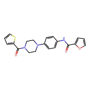 N-[4-[4-(thiophene-2-carbonyl)piperazin-1-yl]phenyl]furan-2-carboxamide structure