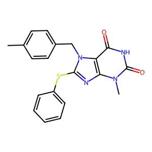 3-Methyl-7-[(4-methylphenyl)methyl]-8-phenylsulfanylpurine-2,6-dione structure