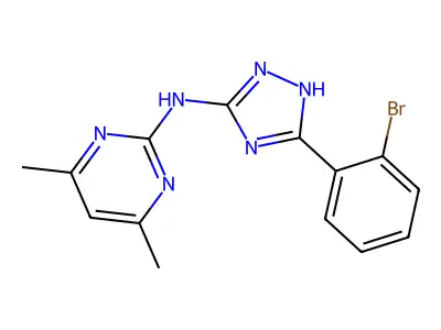 N-[5-(2-bromophenyl)-1H-1,2,4-triazol-3-yl]-4,6-dimethyl-2-pyrimidinamine structure