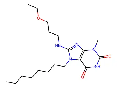 8-(3-ethoxypropylamino)-3-methyl-7-octylpurine-2,6-dione structure