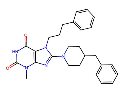 8-(4-Benzylpiperidin-1-yl)-3-methyl-7-(3-phenylpropyl)purine-2,6-dione structure