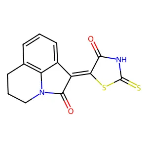 (1Z)-1-(4-oxo-2-thioxo-1,3-thiazolidin-5-ylidene)-5,6-dihydro-4H-pyrrolo[3,2,1-ij]quinolin-2(1H)-one structure