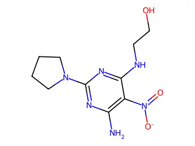 2-((6-Amino-5-nitro-2-(pyrrolidin-1-yl)pyrimidin-4-yl)amino)ethanol structure