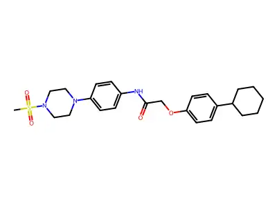 2-(4-cyclohexylphenoxy)-N-[4-(4-methylsulfonylpiperazin-1-yl)phenyl]acetamide structure