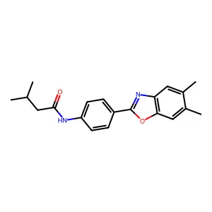 N-[4-(5,6-dimethyl-1,3-benzoxazol-2-yl)phenyl]-3-methylbutanamide structure