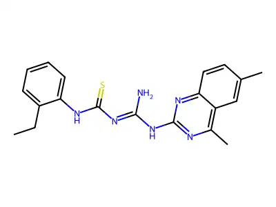 1-[N-(4,6-dimethylquinazolin-2-yl)carbamimidoyl]-3-(2-ethylphenyl)thiourea structure