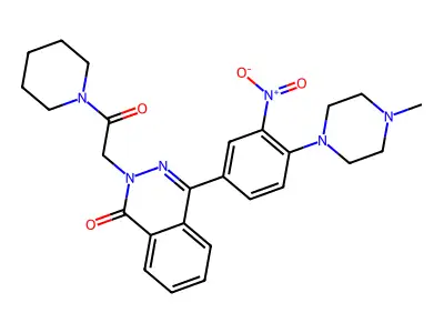 4-(4-(4-methylpiperazin-1-yl)-3-nitrophenyl)-2-(2-oxo-2-(piperidin-1-yl)ethyl)phthalazin-1(2H)-one structure
