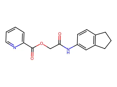 [(2,3-dihydro-1H-inden-5-yl)carbamoyl]methyl pyridine-2-carboxylate structure