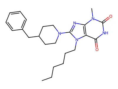 8-(4-Benzylpiperidin-1-yl)-7-hexyl-3-methylpurine-2,6-dione structure