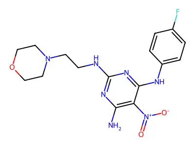 N4-(4-fluorophenyl)-N2-(2-morpholinoethyl)-5-nitropyrimidine-2,4,6-triamine structure