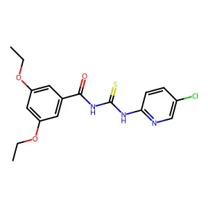N-[(5-chloropyridin-2-yl)carbamothioyl]-3,5-diethoxybenzamide structure