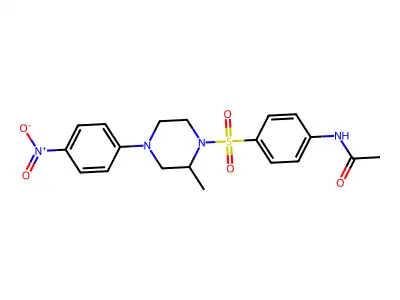 N-[4-[2-methyl-4-(4-nitrophenyl)piperazin-1-yl]sulfonylphenyl]acetamide structure