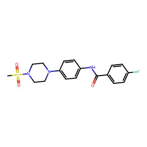4-fluoro-N-[4-(4-methylsulfonylpiperazin-1-yl)phenyl]benzamide structure