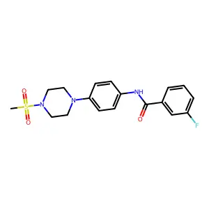 3-fluoro-N-[4-(4-methylsulfonylpiperazin-1-yl)phenyl]benzamide structure