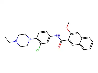 N-[3-chloro-4-(4-ethylpiperazin-1-yl)phenyl]-3-methoxynaphthalene-2-carboxamide structure