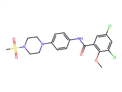 3,5-dichloro-2-methoxy-N-[4-(4-methylsulfonylpiperazin-1-yl)phenyl]benzamide structure