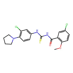 5-chloro-N-[(3-chloro-4-pyrrolidin-1-ylphenyl)carbamothioyl]-2-methoxybenzamide structure