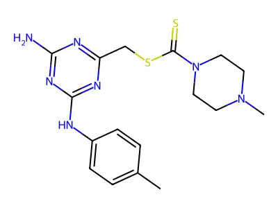 {4-amino-6-[(4-methylphenyl)amino]-1,3,5-triazin-2-yl}methyl 4-methylpiperazine-1-carbodithioate structure