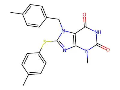 3-Methyl-7-[(4-methylphenyl)methyl]-8-(4-methylphenyl)sulfanylpurine-2,6-dione structure
