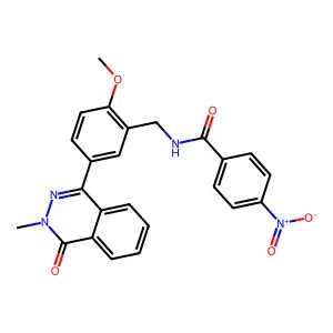 N-[[2-methoxy-5-(3-methyl-4-oxophthalazin-1-yl)phenyl]methyl]-4-nitrobenzamide structure