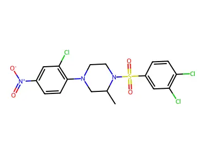 4-(2-Chloro-4-nitrophenyl)-1-(3,4-dichlorophenyl)sulfonyl-2-methylpiperazine structure