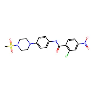 2-chloro-N-[4-(4-methylsulfonylpiperazin-1-yl)phenyl]-4-nitrobenzamide structure