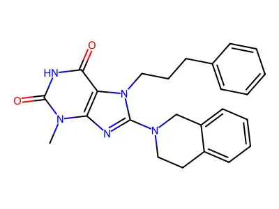 8-(3,4-dihydro-1H-isoquinolin-2-yl)-3-methyl-7-(3-phenylpropyl)purine-2,6-dione structure