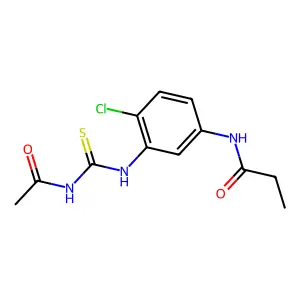 N-[3-(acetylcarbamothioylamino)-4-chlorophenyl]propanamide structure