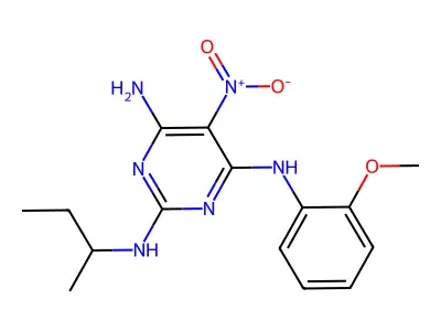 2-N-butan-2-yl-4-N-(2-methoxyphenyl)-5-nitropyrimidine-2,4,6-triamine structure