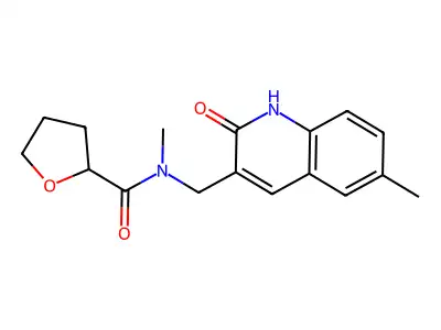N-methyl-N-[(6-methyl-2-oxo-1H-quinolin-3-yl)methyl]oxolane-2-carboxamide structure