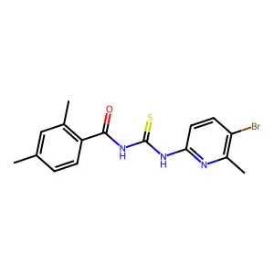 N-[(5-bromo-6-methylpyridin-2-yl)carbamothioyl]-2,4-dimethylbenzamide structure