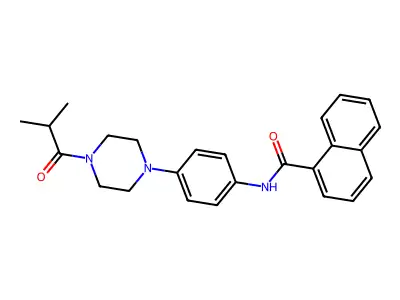 N-[4-[4-(2-methylpropanoyl)piperazin-1-yl]phenyl]naphthalene-1-carboxamide structure