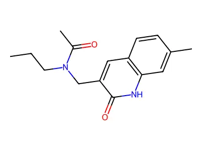 N-[(7-methyl-2-oxo-1H-quinolin-3-yl)methyl]-N-propylacetamide structure