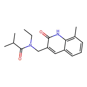N-ethyl-2-methyl-N-[(8-methyl-2-oxo-1H-quinolin-3-yl)methyl]propanamide structure