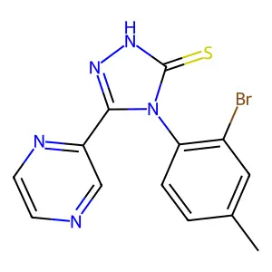 4-(2-bromo-4-methylphenyl)-3-pyrazin-2-yl-1H-1,2,4-triazole-5-thione structure
