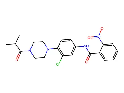 N-[3-chloro-4-[4-(2-methylpropanoyl)piperazin-1-yl]phenyl]-2-nitrobenzamide structure