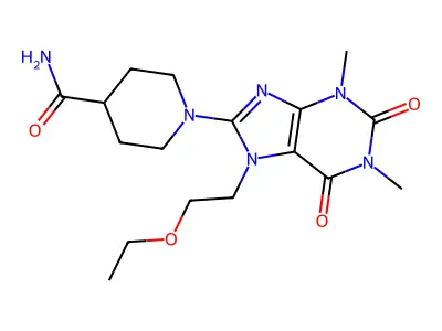 1-[7-(2-Ethoxyethyl)-1,3-dimethyl-2,6-dioxopurin-8-yl]piperidine-4-carboxamide structure