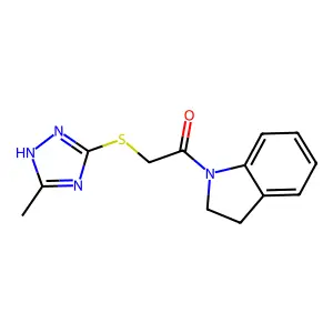1-(2,3-Dihydro-indol-1-yl)-2-(5-methyl-4H-[1,2,4]triazol-3-ylsulfanyl)-ethanone structure
